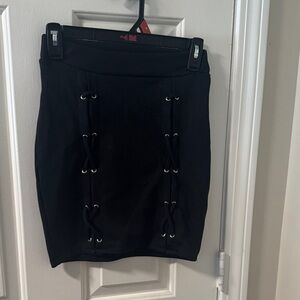 PrettyLittleThing Black Lace-Up Pencil Skirt